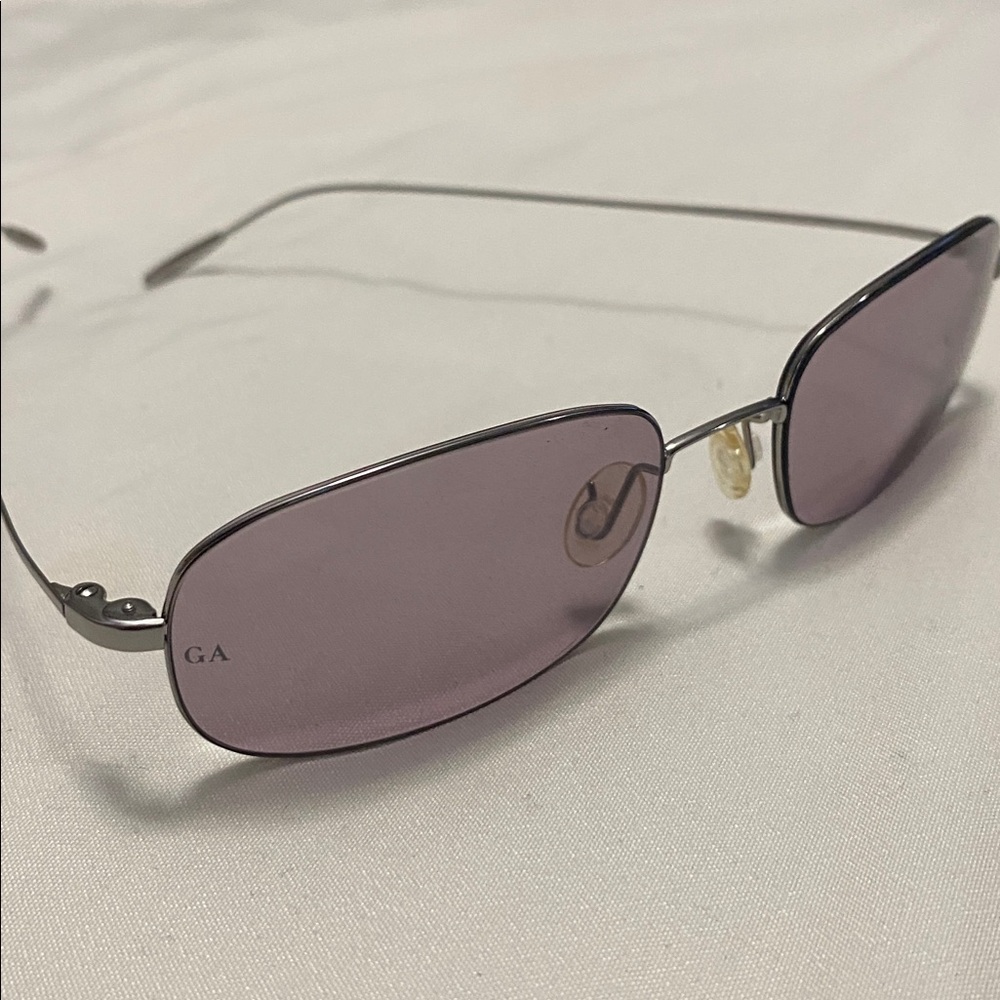 Vintage Giorgio Armani Silver Sunglasses with Purple Lenses